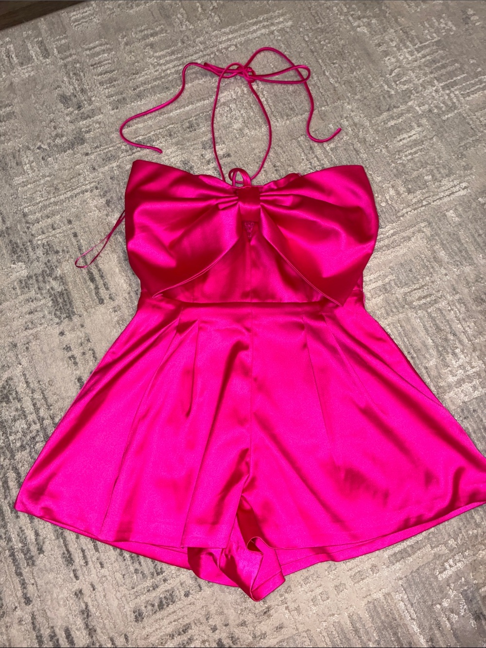 Fashion Nova Kids Satin Hot Pink Halter One-Piece